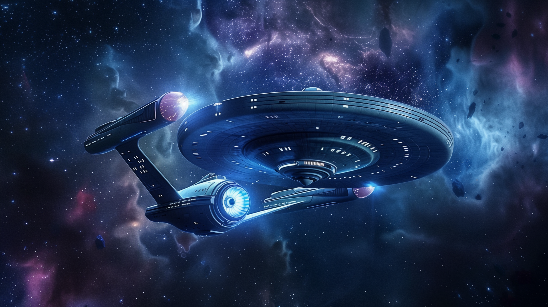 HD Desktop Wallpaper of USS Enterprise Starship in Space with Cosmic Background