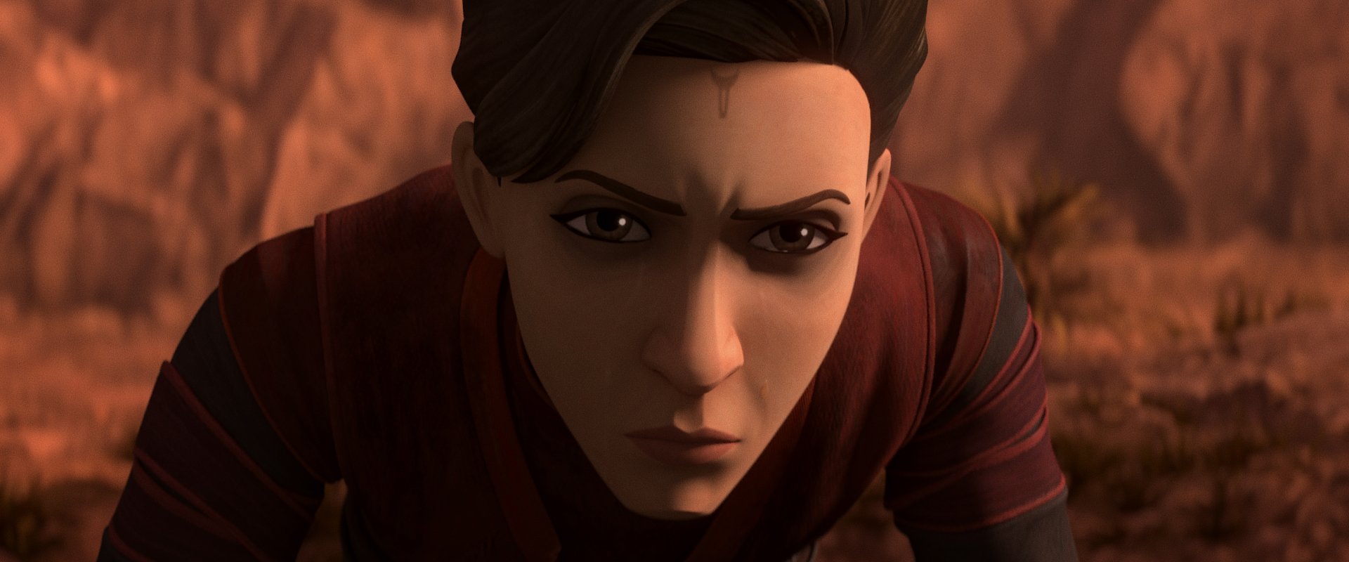 HD wallpaper from Star Wars: Tales of the Empire featuring an animated character in contemplation.