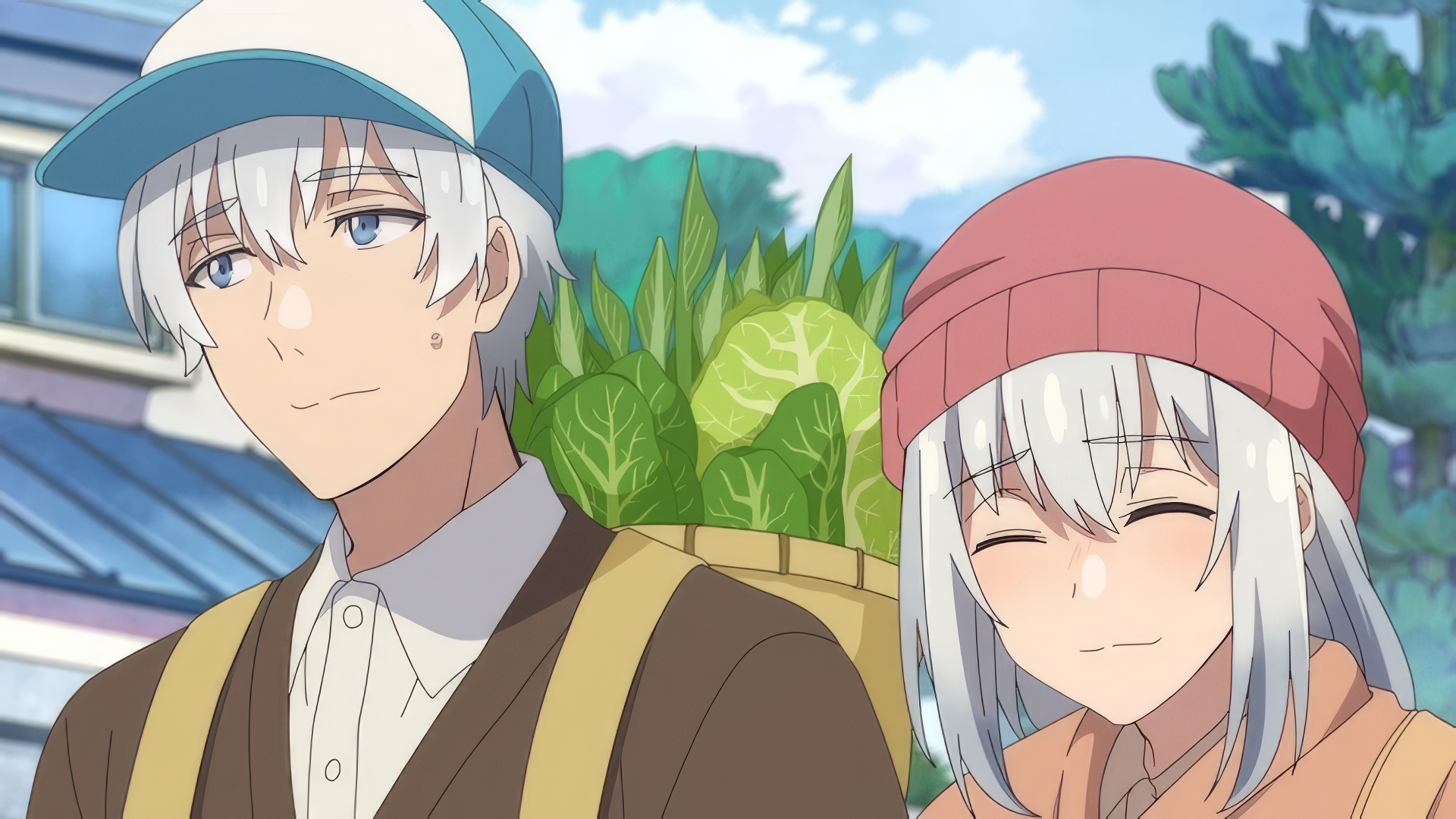HD anime wallpaper featuring young versions of Ine and Seizou Saitou from Grandpa and Grandma Turn Young Again.