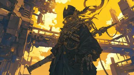 Anime space pirate character in a futuristic setting, HD desktop wallpaper.