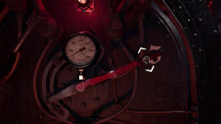 High-definition desktop wallpaper from the video game Ad Infinitum featuring a dramatic overhead view of a submarine's control room with vintage dials and red lighting.