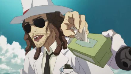 Anime character from 'The Kingdoms of Ruin' sporting sunglasses and a white hat, in a stylish HD desktop wallpaper.