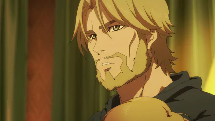 Anime character from Ninja Kamui against a curtain backdrop, HD wallpaper for desktop background.