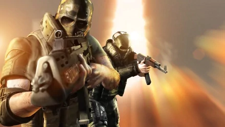 HD PC desktop wallpaper featuring two heavily armed soldiers from the video game Army Of Two, set against a glowing, intense background.