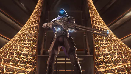 HD desktop wallpaper featuring Omen from Valorant video game posing in an illuminated setting.