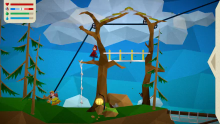 HD desktop wallpaper of Passing By - A Tailwind Journey video game featuring colorful, stylized forest scene with characters and interactive elements.