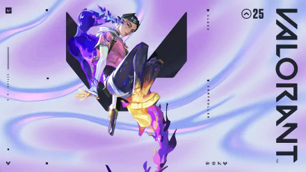 4K Ultra HD PC desktop wallpaper featuring Valorant agent Clove in a dynamic pose with vibrant purple and pink hues.