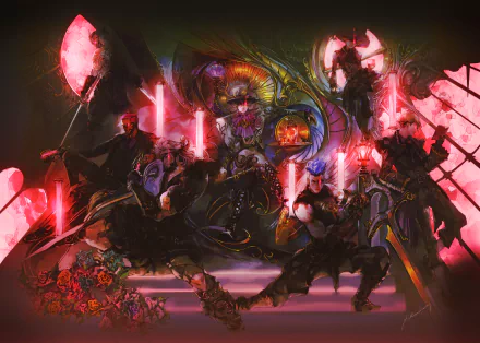 HD desktop wallpaper featuring characters from the video game SaGa Emerald Beyond with vibrant artwork and mystical elements.