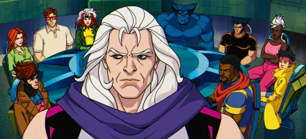 HD desktop wallpaper featuring Magneto from X-Men '97 animated TV show with other X-Men characters in background.