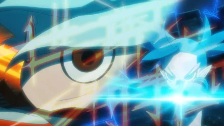 HD anime-style desktop wallpaper featuring a close-up of a character's eye from The New Gate with a dynamic blue energy effect in the background.