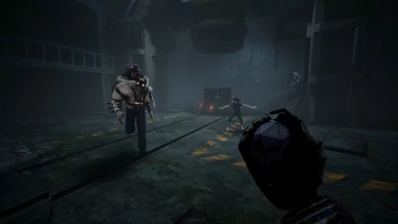 HD desktop wallpaper featuring a scene from the video game Phantom Fury, with a character in a dark, industrial environment poised for action.