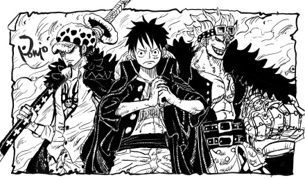  Law, Luffy, and Kid by ぽにお