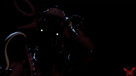 Dark, eerie 4K Ultra HD desktop wallpaper featuring an animatronic from Five Nights at Freddy's 2 with glowing white eyes against a black background.