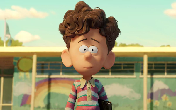 HD desktop wallpaper of a character from the movie Orion and the Dark, standing against a sunlit outdoor backdrop.