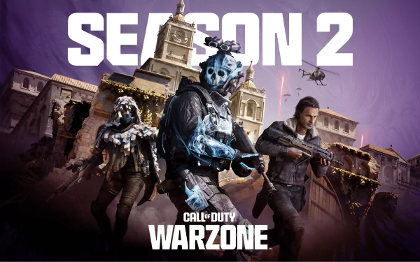 HD desktop wallpaper for Call of Duty: Modern Warfare III Season 2, featuring characters and helicopters in combat.