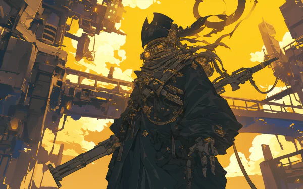 Anime space pirate character in a futuristic setting, HD desktop wallpaper.