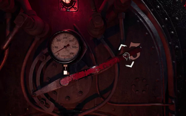 High-definition desktop wallpaper from the video game Ad Infinitum featuring a dramatic overhead view of a submarine's control room with vintage dials and red lighting.
