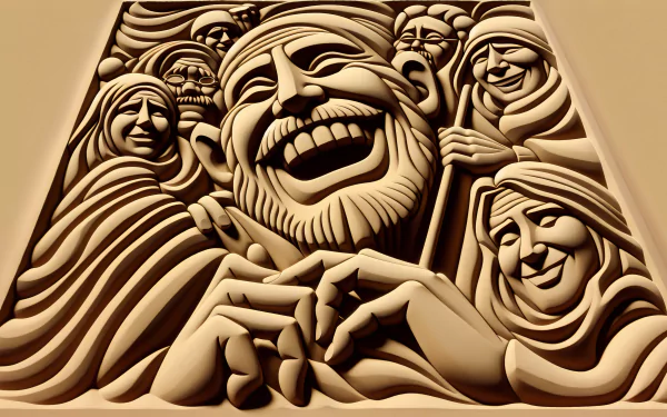 Humorous and joyful 3D artwork of multiple laughing faces for HD desktop wallpaper and background.