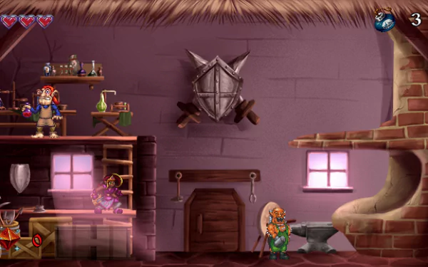 HD desktop wallpaper featuring a scene from Arzette: The Jewel of Faramore video game with characters and interior setting.