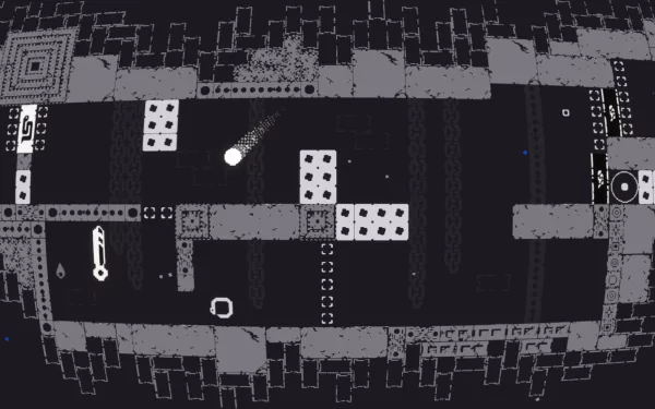 HD wallpaper of Qomp 2 video game featuring abstract black and white pixel art design for desktop background.