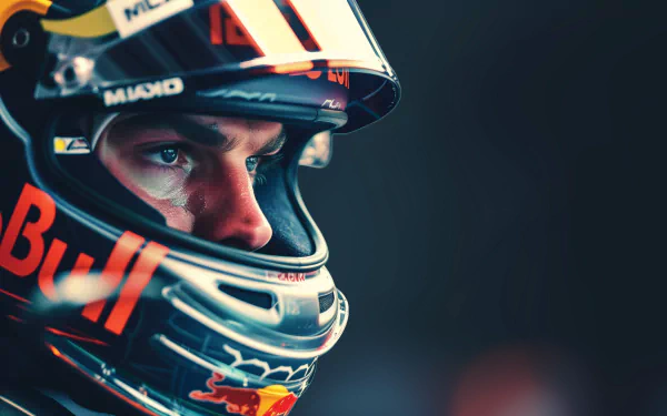 HD wallpaper featuring a focused F1 Red Bull Racing driver poised for action, capturing the intensity of motorsports.