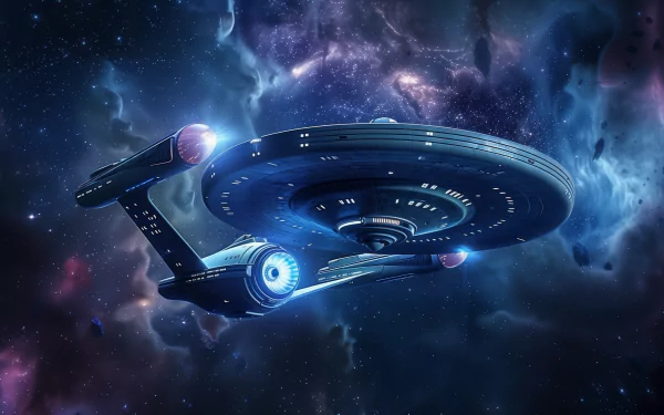 HD Desktop Wallpaper of USS Enterprise Starship in Space with Cosmic Background