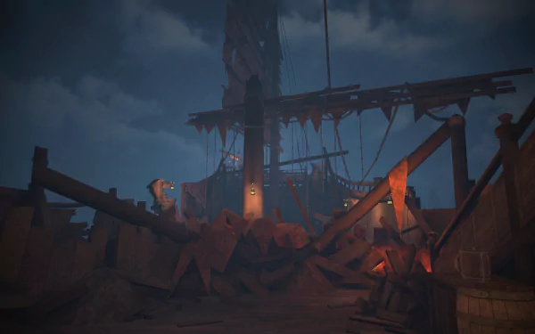 HD desktop wallpaper featuring a shipwreck scene from 'The Pirate Queen: A Forgotten Legend' video game with atmospheric lighting.