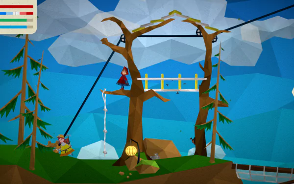 HD desktop wallpaper of Passing By - A Tailwind Journey video game featuring colorful, stylized forest scene with characters and interactive elements.