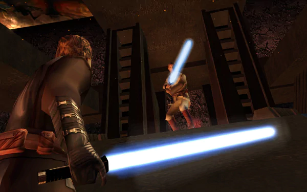 Star Wars: Battlefront Classic Collection gameplay scene with Jedi characters wielding lightsabers for HD desktop wallpaper.