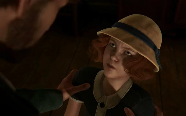 HD wallpaper of a character from Alone in the Dark (2024) video game, featuring a close-up in a suspenseful scene.