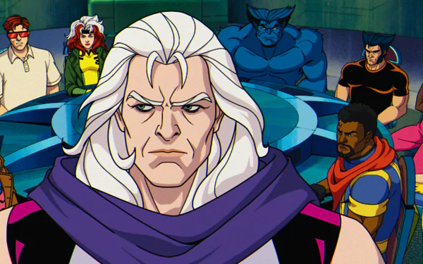 HD desktop wallpaper featuring Magneto from X-Men '97 animated TV show with other X-Men characters in background.