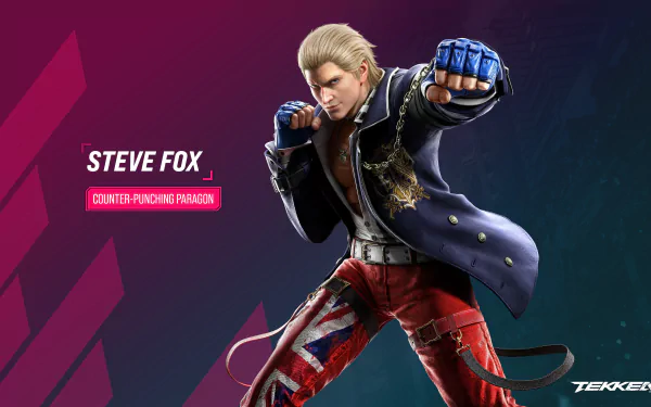 Steve Fox from Tekken 8 video game HD desktop wallpaper, showing the character in a fighting stance with a vibrant background.