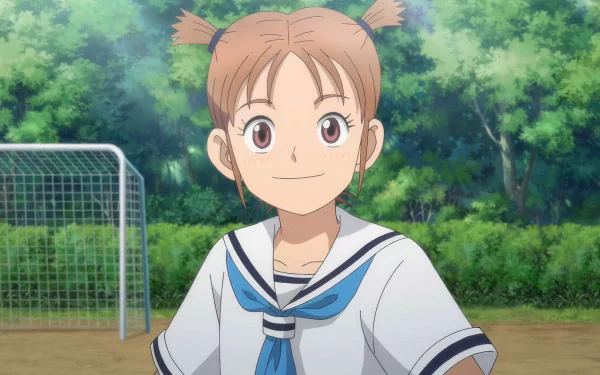 Anime character from Oi! Tonbo smiling with a school uniform on a HD desktop wallpaper background.