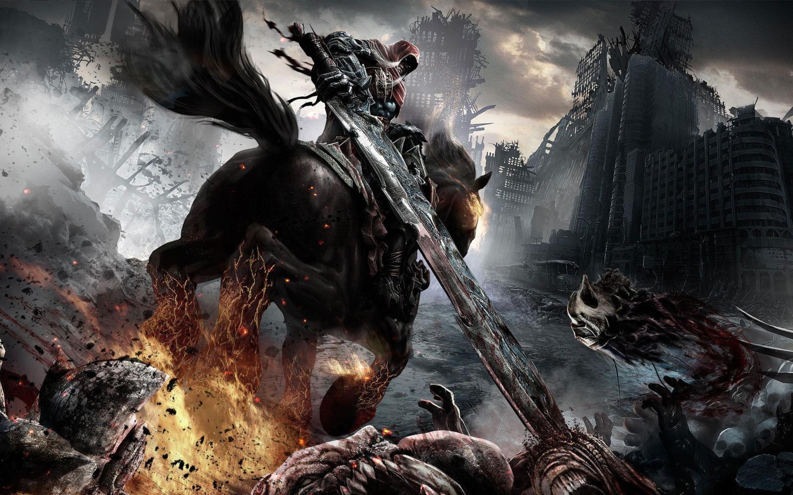 War, the protagonist of Darksiders, wields his mighty blade against otherworldly enemies.