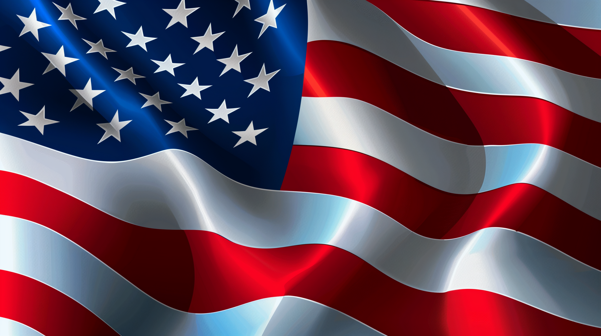 Vibrant HD desktop wallpaper of the American flag, featuring stars and stripes, representing the USA and the 4th of July.