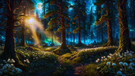 path forest sunbeam nature HD Desktop Wallpaper | Background Image
