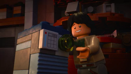 HD desktop wallpaper of a LEGO Star Wars: Rebuild the Galaxy scene featuring a joyful LEGO character holding a golden artifact.