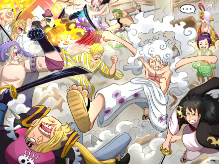 Anime One Piece Monkey D. Luffy Gear 5 (One Piece) HD Desktop Wallpaper | Background Image