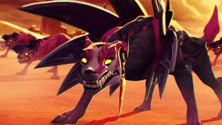 HD desktop wallpaper of Naafiri from League of Legends, featuring an intense artwork of the character in a vibrant, dynamic pose, set against a dramatic background.