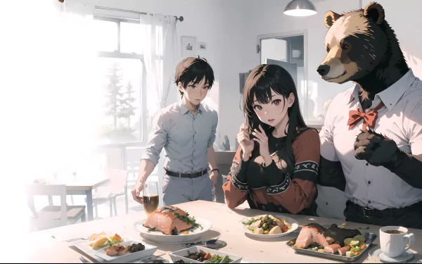bear meal salmon Anime Jealousy HD Desktop Wallpaper | Background Image