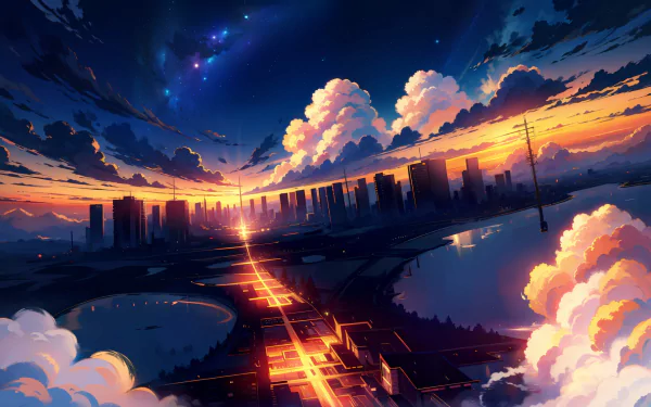 landscape sky cloud scenery anime landscape HD Desktop Wallpaper | Background Image