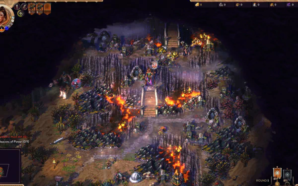 HD desktop wallpaper of the video game Songs of Conquest, depicting a detailed and vibrant in-game setting with fiery landscapes and enthralling scenery.