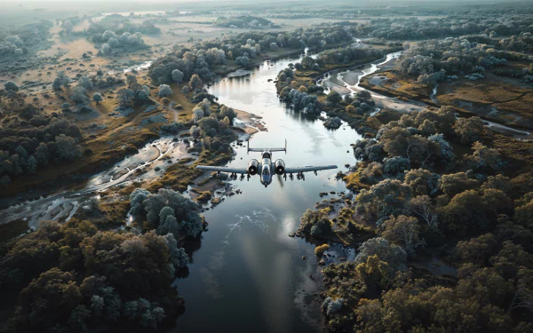 A-10C attack jet flying low over a winding river and wooded terrain — 2K Quad HD PC desktop wallpaper and background.