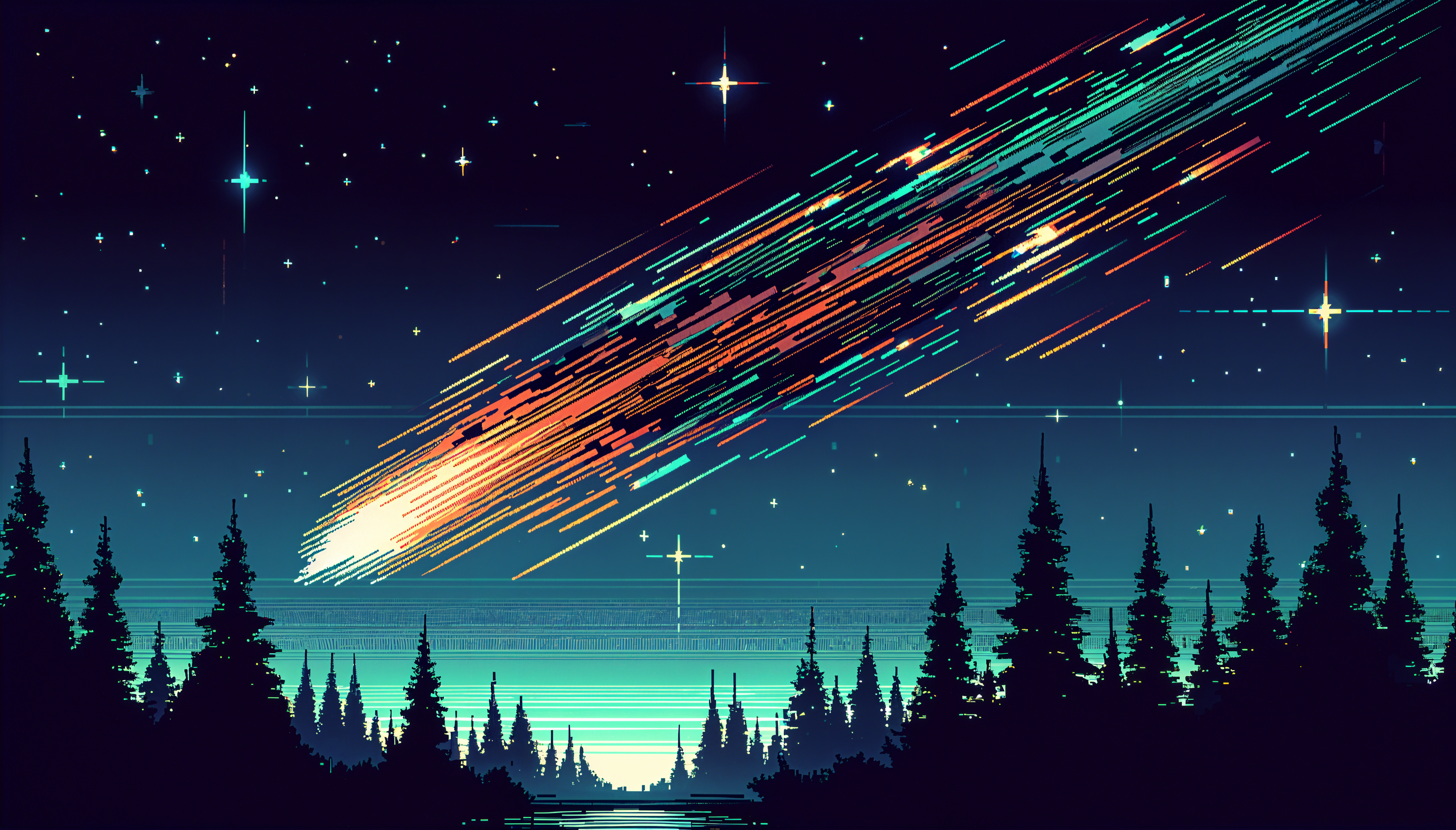 画材 Meteor Shower Meteor shower, artwork - Stock Image - C002/3156 - Science