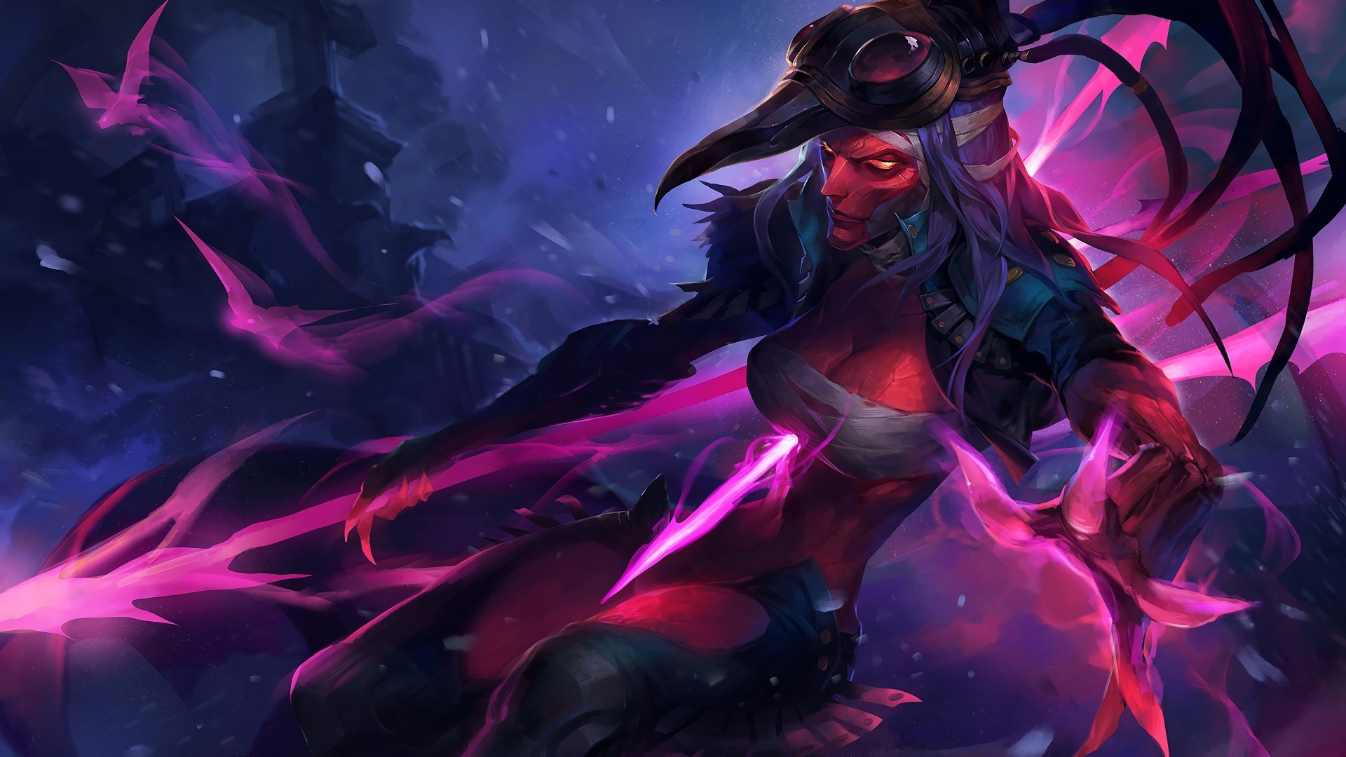 A dynamic HD desktop wallpaper featuring Kalista from League of Legends, showcasing her fierce appearance and striking abilities against a vibrant, mystical background.