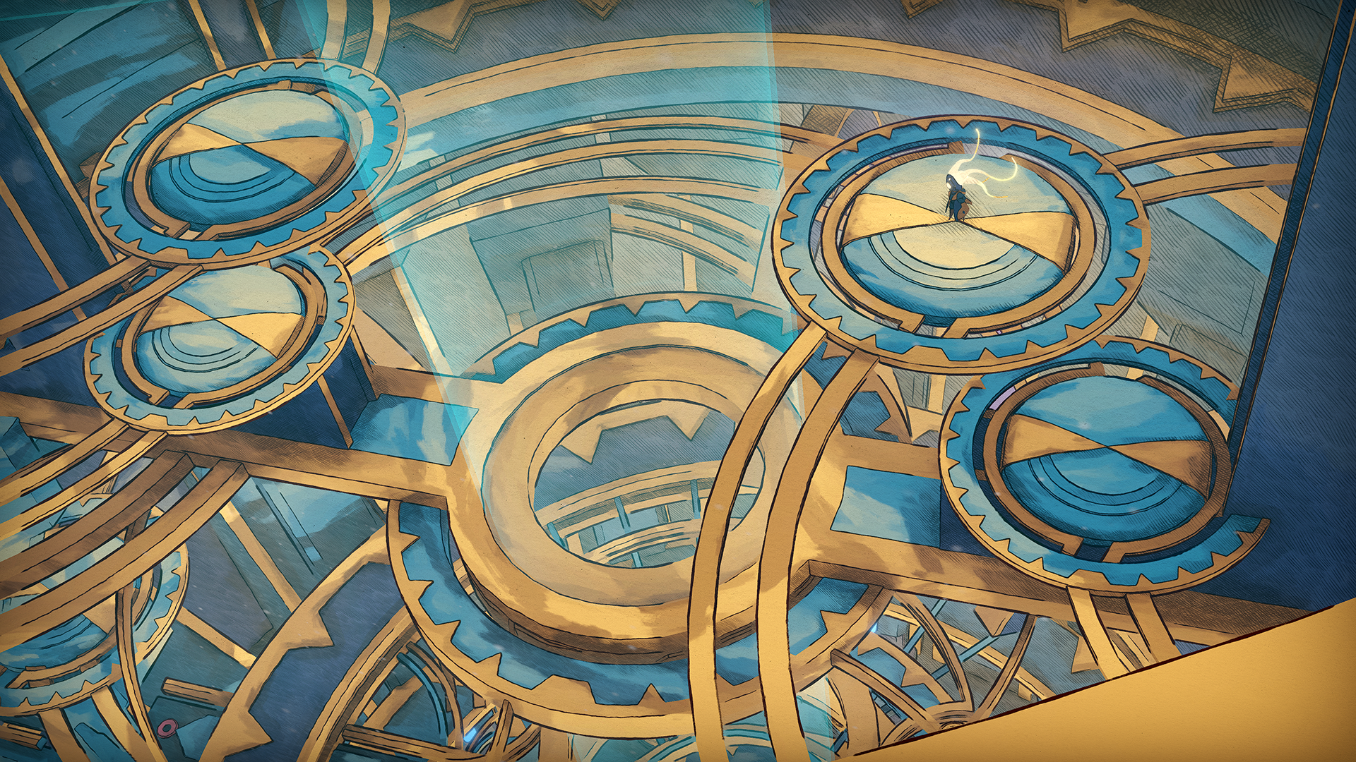 A vibrant HD desktop wallpaper inspired by the video game Mio: Memories in Orbit, showcasing its captivating art and immersive atmosphere.