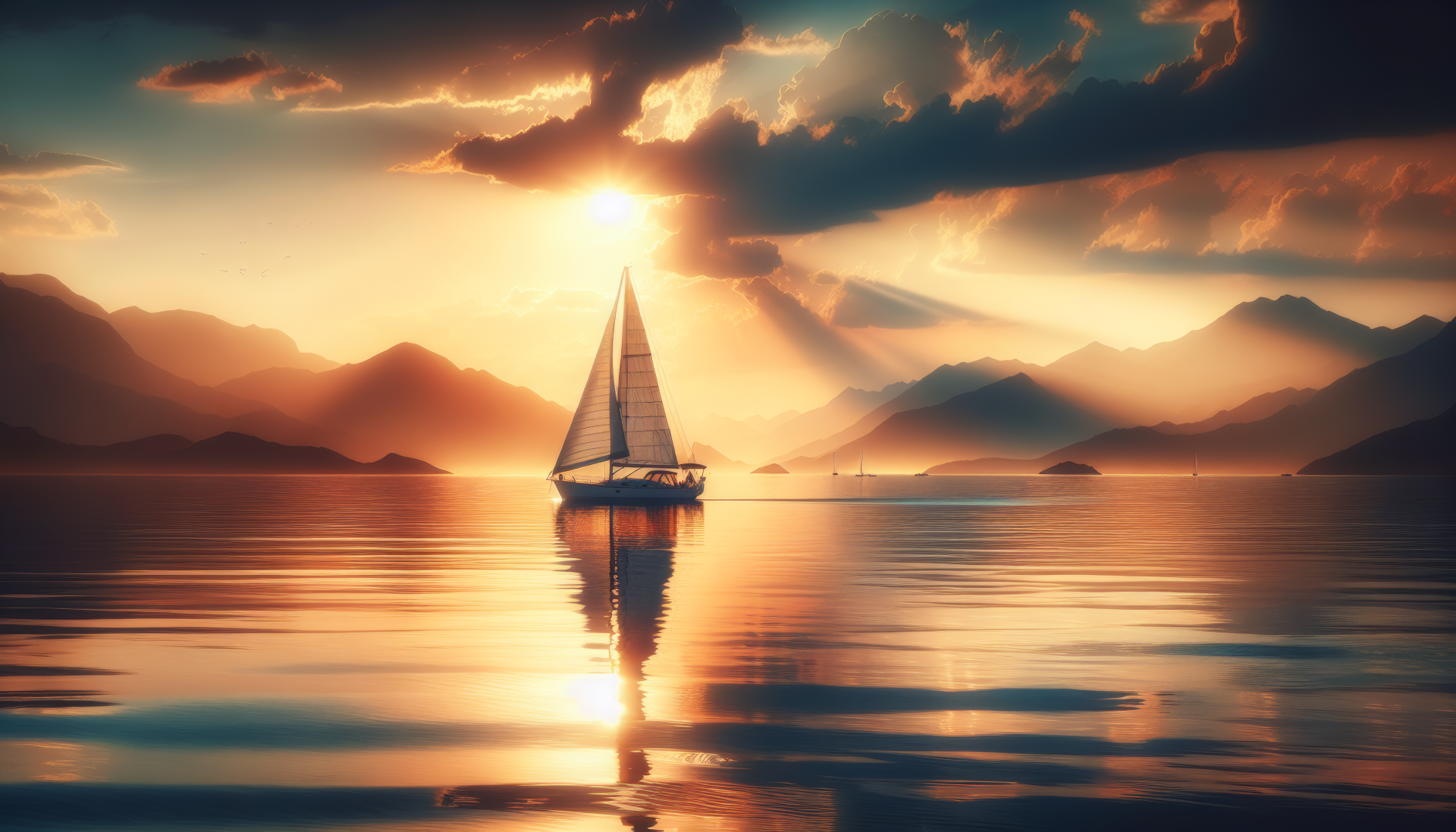 A serene HD desktop wallpaper featuring a sailboat on calm waters, creating a peaceful and inspiring backdrop for your screen.