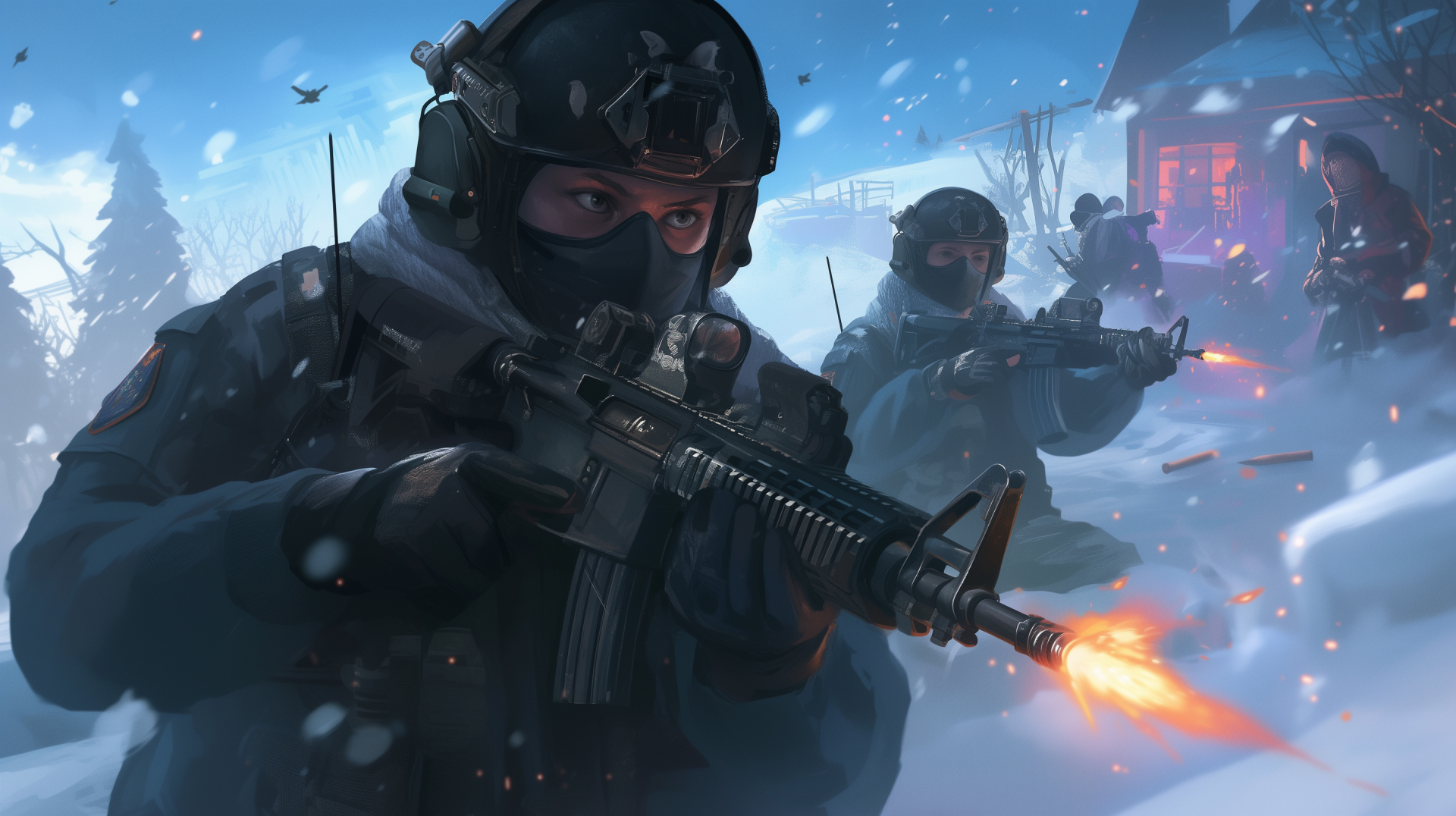 HD desktop wallpaper featuring imagery from the video game Call of Duty, showcasing dynamic action and intense gameplay elements.