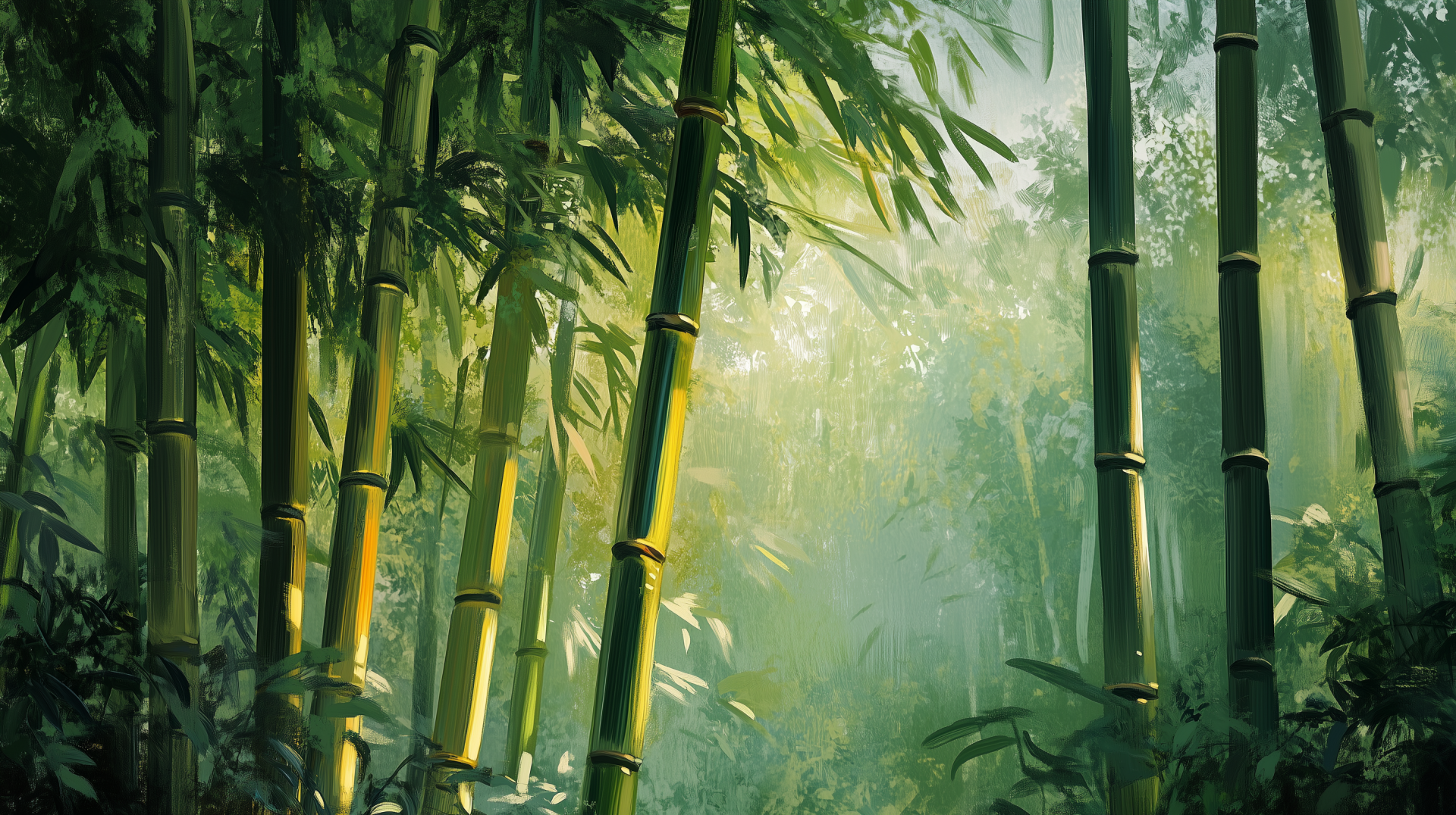 A serene bamboo forest showcases nature's beauty, serving as a stunning HD desktop wallpaper and background for a tranquil and refreshing aesthetic.