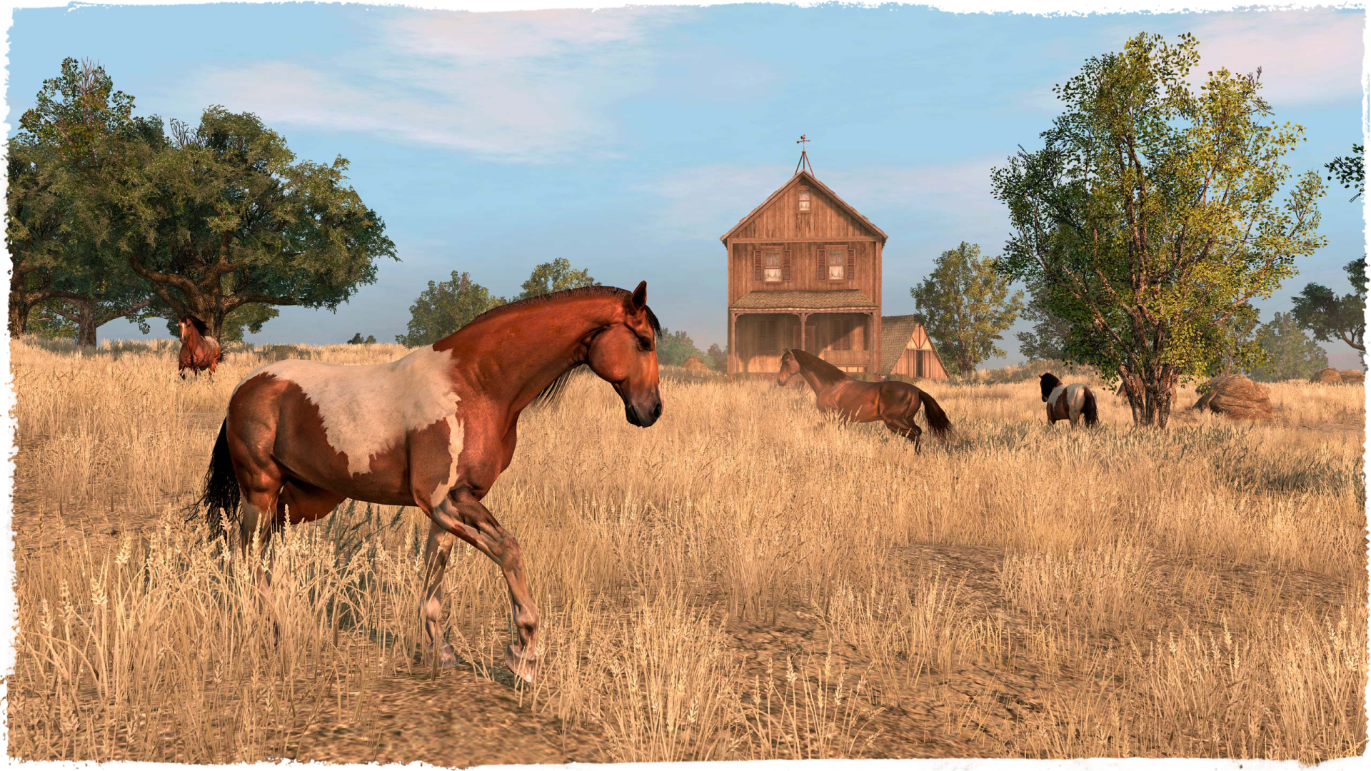 A captivating HD wallpaper featuring a horse from the video game Red Dead Redemption, showcasing the game's stunning graphics and wild west atmosphere.